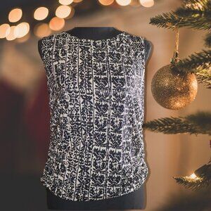 Kathy Lee Collection, Lined Sleeveless Blouse, Black/Tan, Large